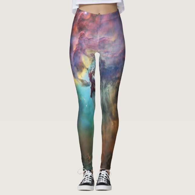 Stormy Seas of Lagoon Nebula in Sagittarius Leggings (Front)