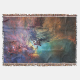 Stormy Seas of Lagoon Nebula in Sagittarius Throw Blanket