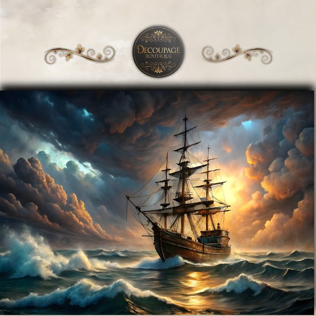 Stormy Seas Tall Ship Decoupage Tissue Paper (Stormy Seas Tall Ship Decoupage Tissue Paper)