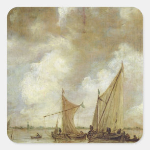 Stormy Seascape, 1655 Square Sticker
