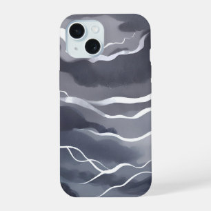 Stormy Skies Dark Grey Sky Watercolor Abstract iPhone 15 Case