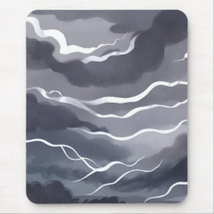 Stormy Skies Dark Grey Sky Watercolor Abstract Mouse Pad