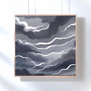 Stormy Skies   Dark Watercolor Poster
