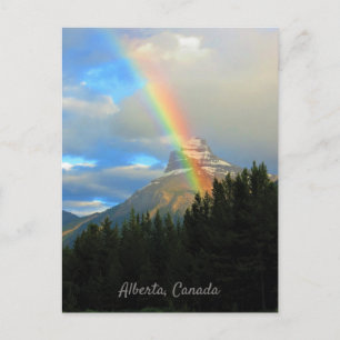 Stormy Skies & Rainbow Over Snowy Mountain Canada Postcard