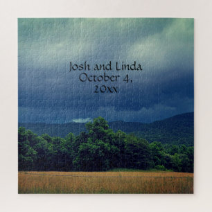 Stormy Smoky Mountains Cades Cove Wedding Napkins  Jigsaw Puzzle