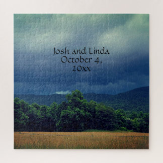 Stormy Smoky Mountains Cades Cove Wedding Napkins Jigsaw Puzzle