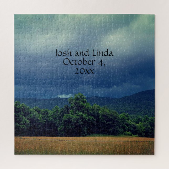 Stormy Smoky Mountains Cades Cove Wedding Napkins  Jigsaw Puzzle (Vertical)