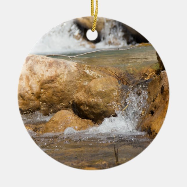 Stormy stream in spring ceramic ornament (Front)