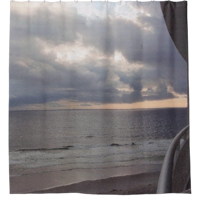 Stormy Sunrise over the Ocean Shower Curtain (Front)