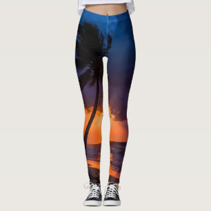 Stormy Sunset Beach Leggings Women Dramatic