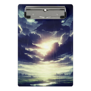 Stormy Sunset Rain Over Serene Valley Mini Clipboard