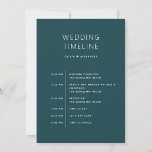 Stormy Teal Wedding Timeline Elegant Schedule Invitation
