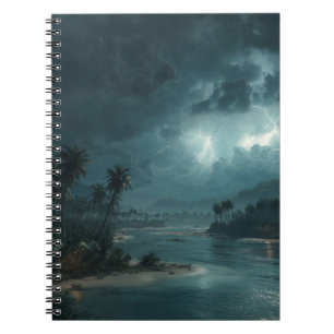 Stormy Tropical Night Lightning Sky Art Notebook