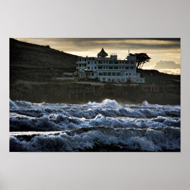 Stormy view, Burgh Island Hotel, Devon Poster (Front)