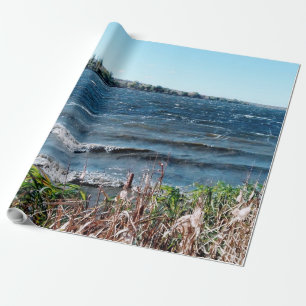 Stormy weather in October on the Dnieper River Wrapping Paper