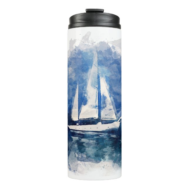 Stormy Weather Sail Boat Thermal Tumbler (Front)