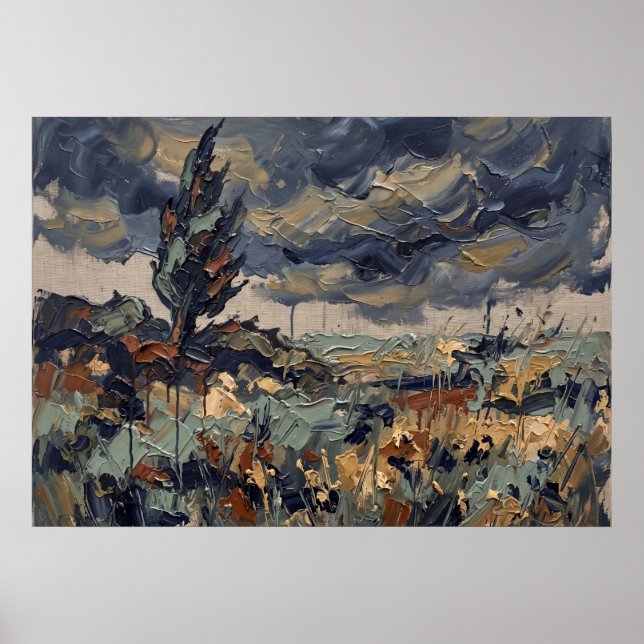 Stormy Wildflower Landscape Poster (Front)