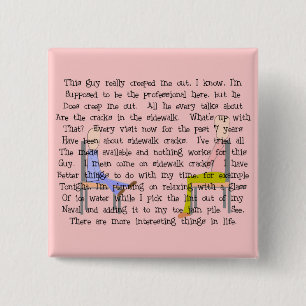 Story Art Creepy Sidewalk Crack Guy 15 Cm Square Badge