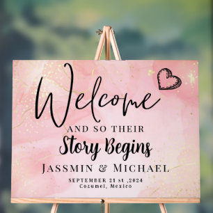 Story Begins Elegant Wedding Welcome Acrylic Sign