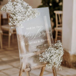 Story Begins Elegant Wedding Welcome Acrylic Sign<br><div class="desc">This Elegant Foam Board Wedding Welcome Sign, a timeless addition to your special day! Crafted with precision and care, this sign features a delicate script design, exuding sophistication with its minimal layout. Personalised with the honoree names, wedding date, and location, it beautifully heralds the beginning of a new chapter: 'and...</div>