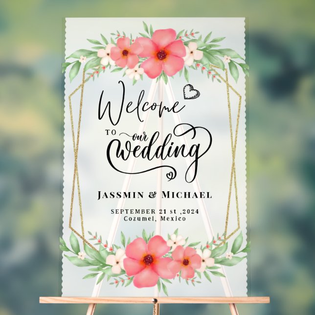 Story Begins Elegant Wedding Welcome Acrylic Sign (Neutral)
