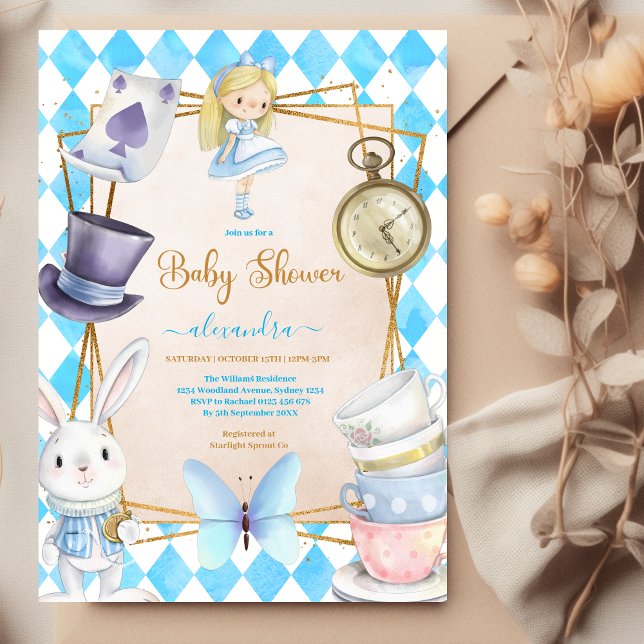 Story Book Alice in Wonderland Baby Shower Invitation (Creator Uploaded)
