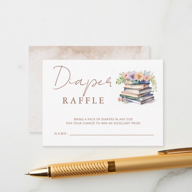 Story book Baby Shower Diaper Raffle Enclosure Card (Front/Back In Situ)