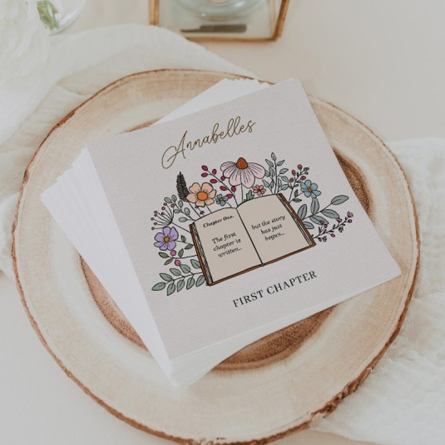 Story Book First Chapter Floral Girls Birthday Napkin (Creator Uploaded)