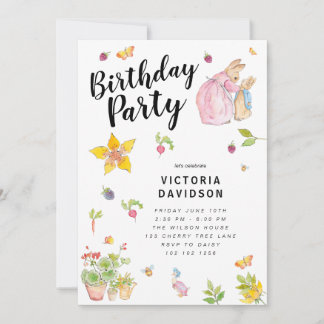 Story Book Pink Peter Rabbit Birthday Party Invite