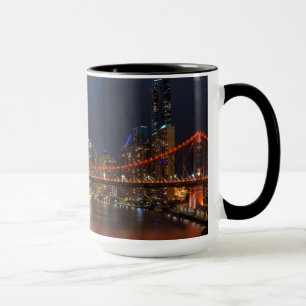 Story bridge lit up after dark mug
