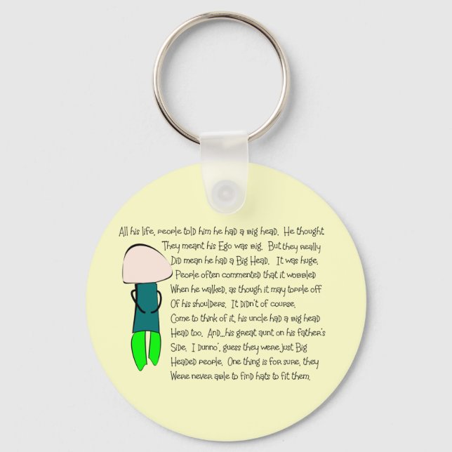 Story Folks "He Had a Big Head" Story Art Key Ring (Front)