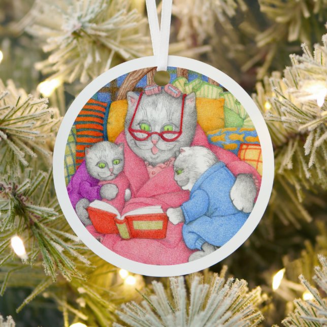 STORY KITTIES Metal Circle Ornament (Insitu)