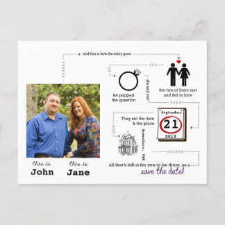 story save-the-date announcement postcard