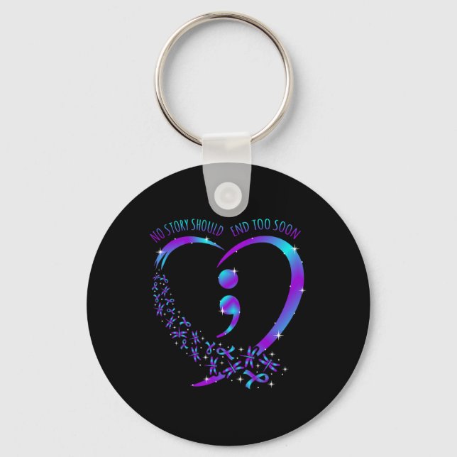 Story Should End Happy Suicide Awareness Support G Key Ring (Front)