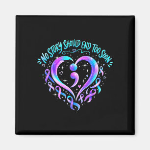 Story should end heart semicolon awareness design  magnet