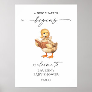 Storybook A New Chapter Begins Duck Baby Shower Poster