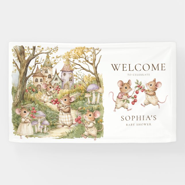 Storybook Animals Watercolor Baby Shower Banner (Horizontal)
