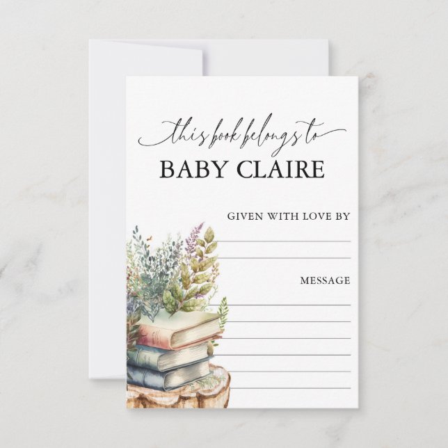 Storybook Baby Shower Book Plate Card (Front)