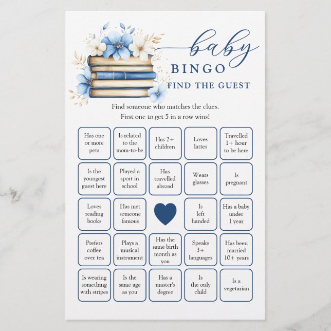 Storybook Baby Shower Find the Guest Bingo Game (Front)