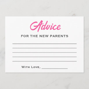 Storybook Baby Shower New Chapter Pink Teddy Bear Advice Card