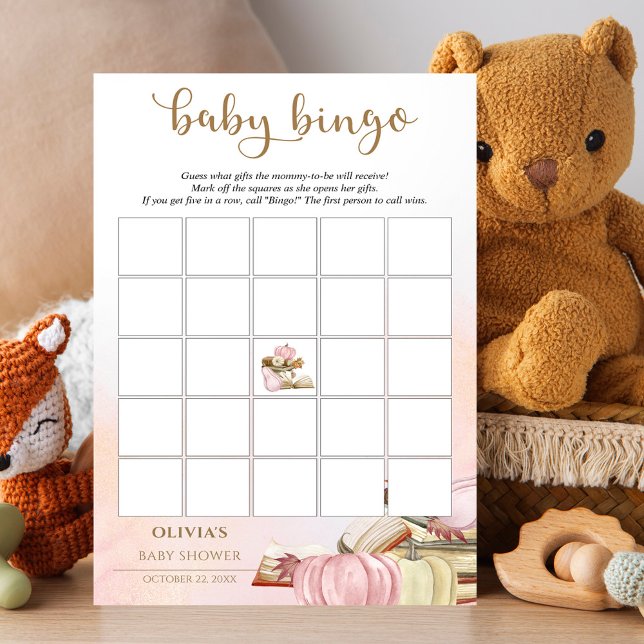 Storybook Baby Shower Pink Pumpkin Baby Bingo Game (Creator Uploaded)