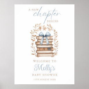 Storybook Blue Bow Baby Shower Welcome Sign
