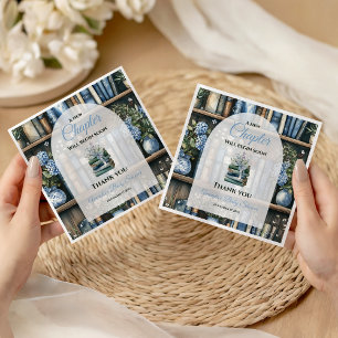 Storybook Blue Boy Library Book Baby Shower Napkin