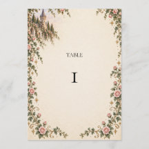 Storybook Castle Rose Wedding Table Number