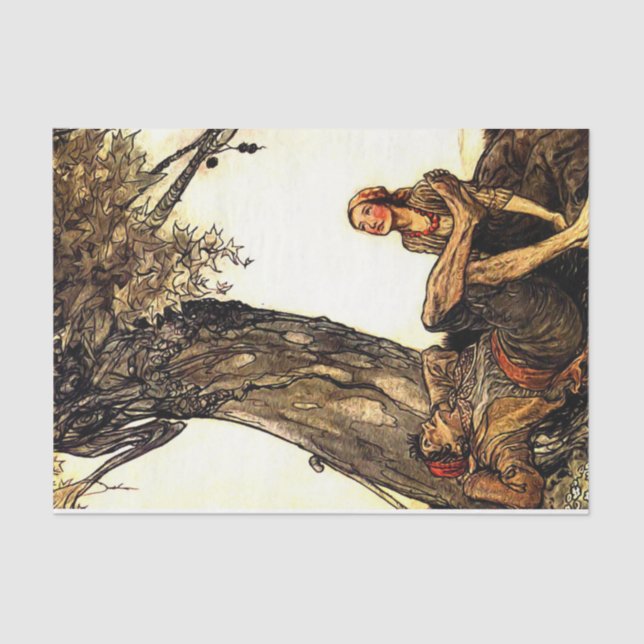 Storybook Couple Tree Vintage Decoupage  Tissue Paper (Front)