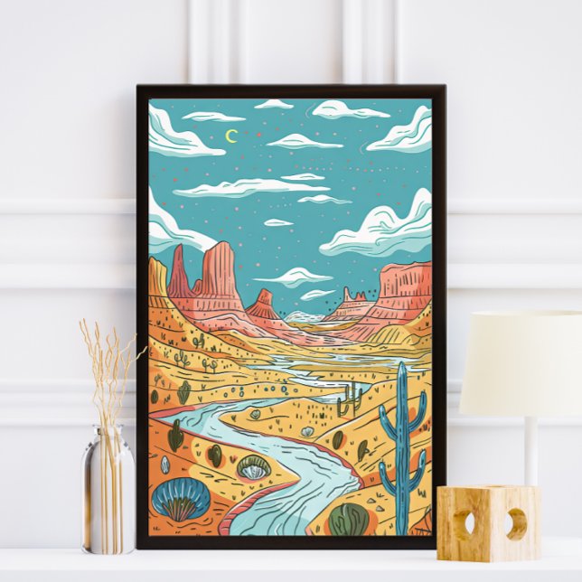 Storybook Desert Canyon Illustration Photo Print (Creator Uploaded)