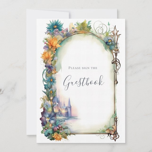 Storybook Dragon Baby Shower Sign Guestbook Invitation (Front)