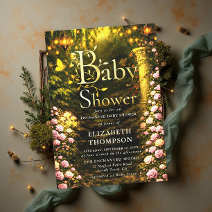 Storybook Enchanted Fairy Rose Garden Baby Shower Invitation