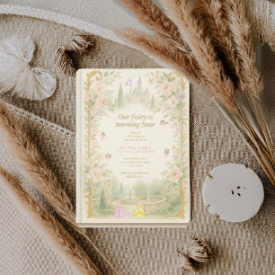 Storybook, fairy first, fairytale 4th birthday invitation
