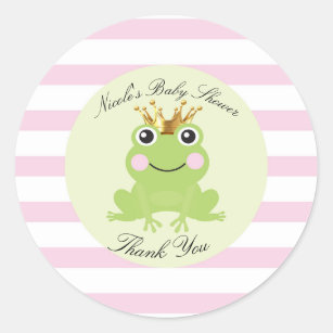 Storybook Fairy Tale Frog Prince Baby Shower Pink Classic Round Sticker